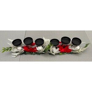 2 Pack Christmas Metal candle holder with floral decration